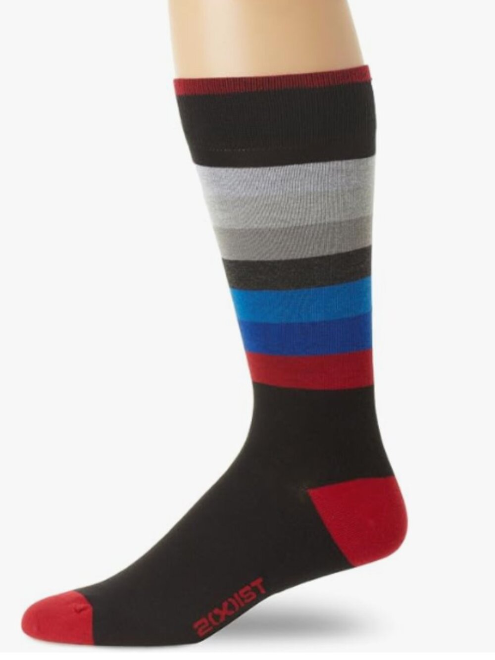 NEW 2(X)IST 3-Pair Pack Men's Stripe Dress Socks, Black/Red, 10-13
